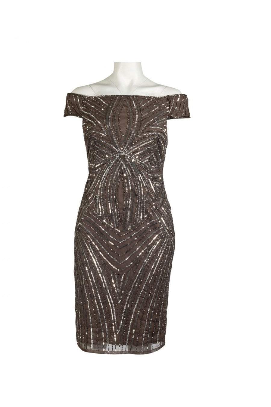 Adrianna Papell - AP1E201100 Sequined Off-Shoulder Sheath Dress
