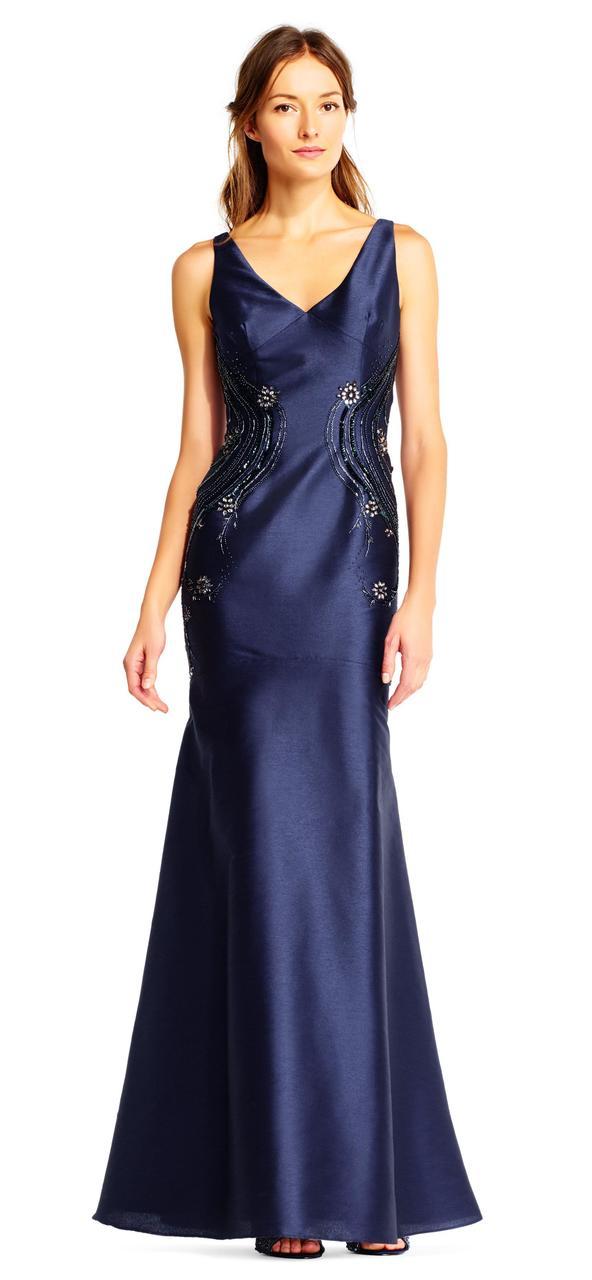 Adrianna Papell - AP1E201575 Embellished V-neck Trumpet Dress

