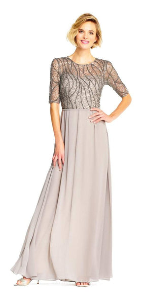 Sophisticated A-line Natural Waistline Mesh Beaded Jeweled Sheer Sequined Back Zipper Illusion Floor Length Jeweled Neck Evening Dress