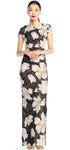 Short Sleeves Sleeves Sheath Bateau Neck Natural Waistline Floral Print Floor Length Slit Fitted Back Zipper Sheath Dress