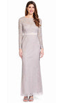 Lace Fitted Slit Back Zipper Keyhole Sheath Bateau Neck Long Sleeves Natural Waistline Sheath Dress/Party Dress