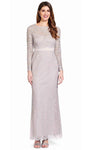 Sheath Natural Waistline Bateau Neck Slit Fitted Keyhole Back Zipper Lace Long Sleeves Sheath Dress/Party Dress