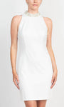 Short Back Zipper Beaded Fitted Natural Waistline Halter Sheath Sleeveless Sheath Dress