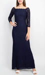 Straight Neck Floor Length Slit Fitted Back Zipper Natural Waistline Sheath Sheath Dress/Evening Dress