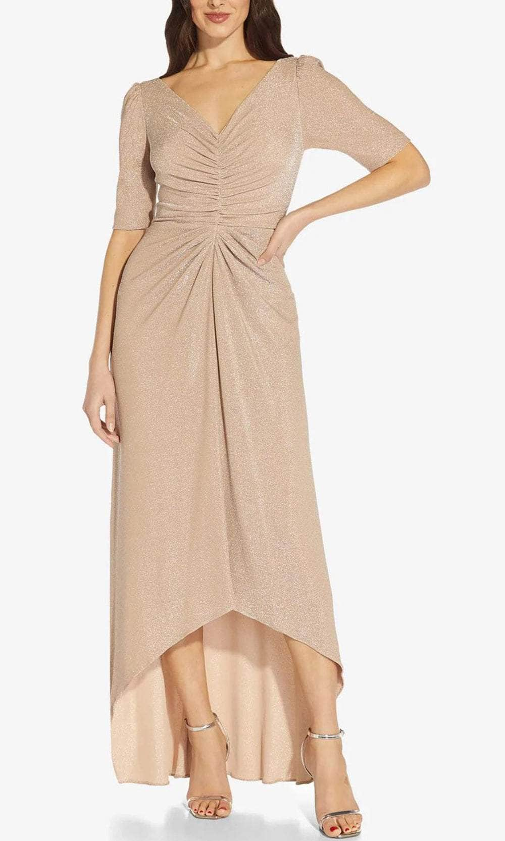 Adrianna Papell AP1E209926 - Metallic High Low Evening Dress
