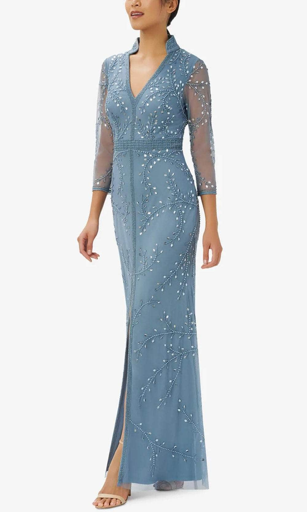 Adrianna Papell AP1E209946 P - Beaded Quarter Sleeve Evening Gown
