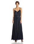 A-line V-neck Sleeveless Spaghetti Strap Beaded Dress by Adrianna Papell