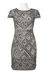 Natural Waistline Short Bateau Neck Cap Sleeves Sheath Polyester General Print Mesh Sheath Dress