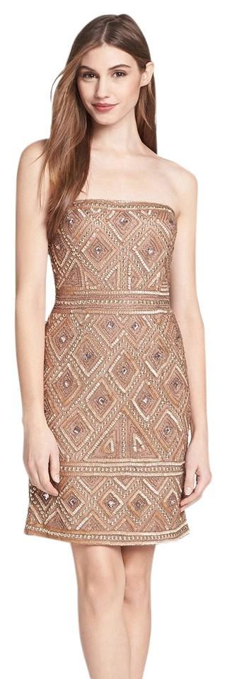 Adrianna Papell - Embellished Straight Across Neck Dress 41881470
