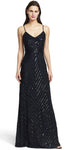 V-neck Chiffon Fitted Sequined Beaded Hidden Back Zipper Natural Waistline Sheath Floor Length Sheath Dress/Evening Dress