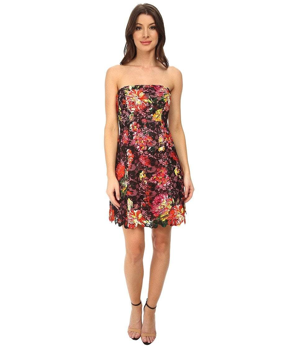 Adrianna Papell - Floral Print Lace Sleeveless Short Dress 41907160
