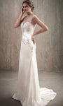 Open-Back Beaded Embroidered Sweetheart Sheath Cap Sleeves Natural Waistline Satin Sheath Dress