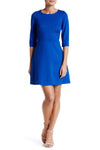 Petite A-line Jeweled Neck Sheath 3/4 Sleeves Short Natural Waistline Hidden Back Zipper Sheath Dress