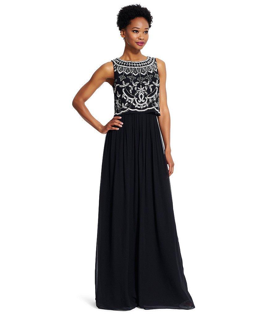 Adrianna Papell - Sequined Bateau Neck Dress 91928840
