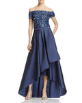 A-line Off the Shoulder Taffeta 2015 Wrap Sequined Open-Back Dress by Adrianna Papell