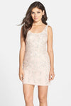 Short Sheath Open-Back Fitted Beaded Sequined Sheath Dress by Adrianna Papell