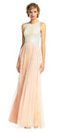 A-line Natural Waistline Sleeveless Jeweled Neck Colorblocking Back Zipper Pleated Party Dress