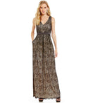 A-line V-neck Floor Length Lace Sleeveless Back Zipper Natural Waistline Evening Dress