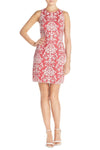 Jeweled Neck Natural Waistline General Print Back Zipper Jeweled Jacquard Fitted Sleeveless Cocktail Above the Knee Sheath Sheath Dress