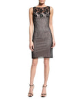 Cocktail Above the Knee Sheath Sleeveless Bateau Neck Lace Natural Waistline Keyhole Illusion Sheath Dress