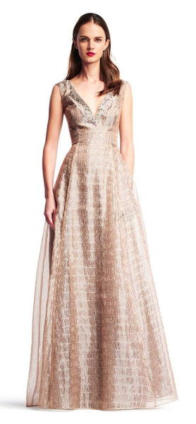Tall A-line V-neck Floor Length Empire Natural Waistline Back Zipper Beaded Sleeveless Evening Dress