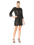 3/4 Sleeves Jeweled Neck Cocktail Short Sheath Back Zipper Beaded Wrap Natural Waistline 2010 Sheath Dress/Party Dress