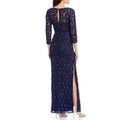 Sheath 2019 Lace Embroidered Slit Keyhole Applique 3/4 Sleeves Bateau Neck Floral Print Natural Waistline Sheath Dress