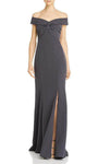 Slit Open-Back Back Zipper Mermaid Natural Waistline Off the Shoulder Evening Dress with a Brush/Sweep Train