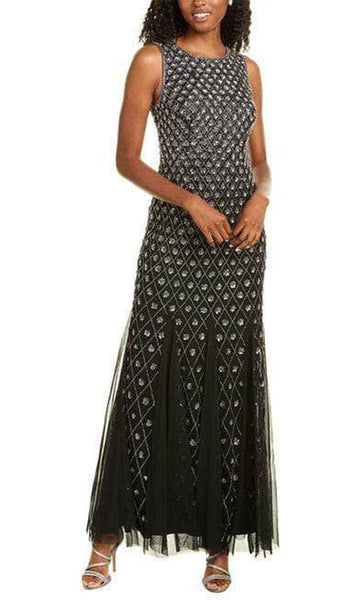 General Print Sleeveless Fitted Mesh Sequined Beaded Back Zipper Sheath Jeweled Neck Natural Waistline Polyester Floor Length Sheath Dress/Party Dress