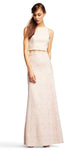 Sophisticated A-line Natural Waistline Back Zipper Jacquard Floor Length Crepe Sleeveless Jeweled Neck Dress