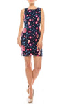 Jeweled Neck Sleeveless Short Floral Print 2010 Sheath Natural Waistline Embroidered Back Zipper Sheath Dress