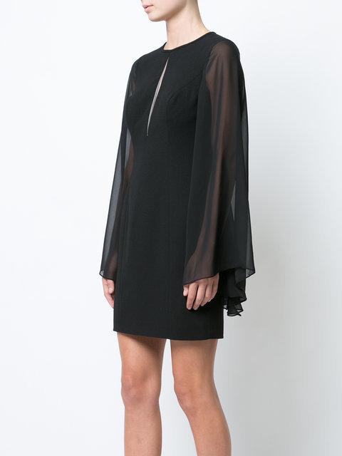 Aidan Mattox - MN1E201304 Sheer Long Sleeve Jewel Sheath Dress
