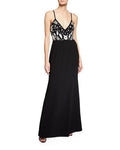 A-line V-neck Plunging Neck Sleeveless Spaghetti Strap Natural Waistline Back Zipper Floral Print Evening Dress