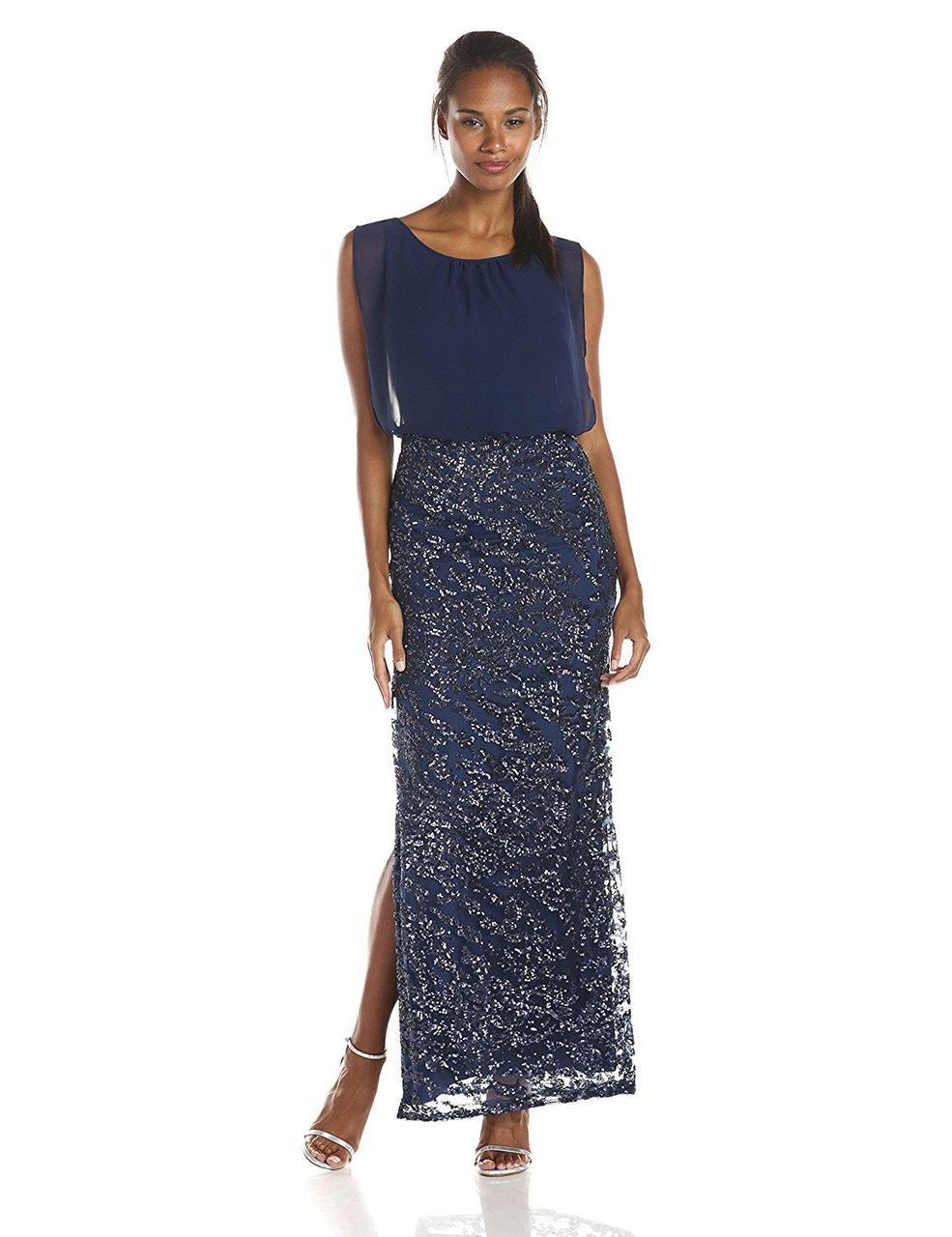 Aidan Mattox - Sequined Bateau Neck Mesh Dress 151A10470
