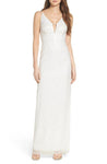 V-neck Floor Length Mesh Cutout Slit Sequined Sleeveless Natural Waistline Sheath Sheath Dress/Evening Dress