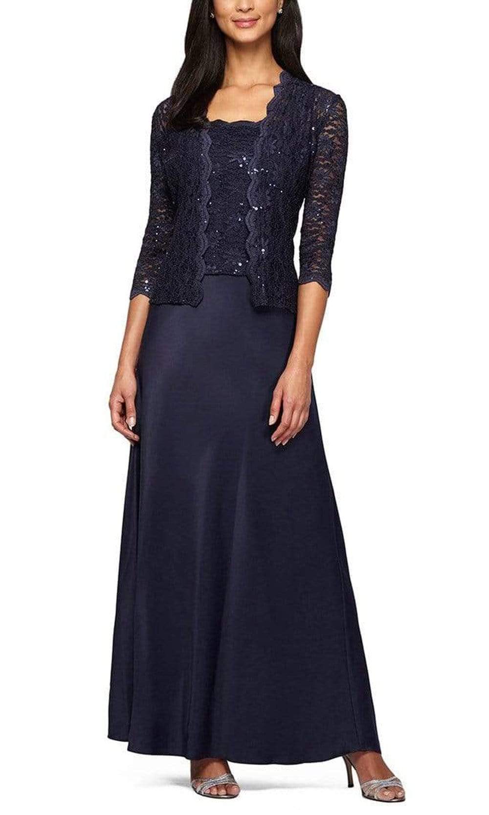Alex Evenings - 1121198 Lace and Chiffon Dress with Lace Jacket
