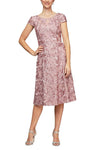 A-line Lace Cap Sleeves V Back Sequined Fitted Bateau Neck Above the Knee Natural Waistline Dress