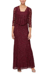 A-line Square Neck Embroidered Back Zipper Natural Waistline 2012 Sleeveless Lace Floor Length Dress