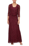 A-line Natural Waistline Embroidered Back Zipper 2012 Floor Length Sleeveless Lace Square Neck Dress