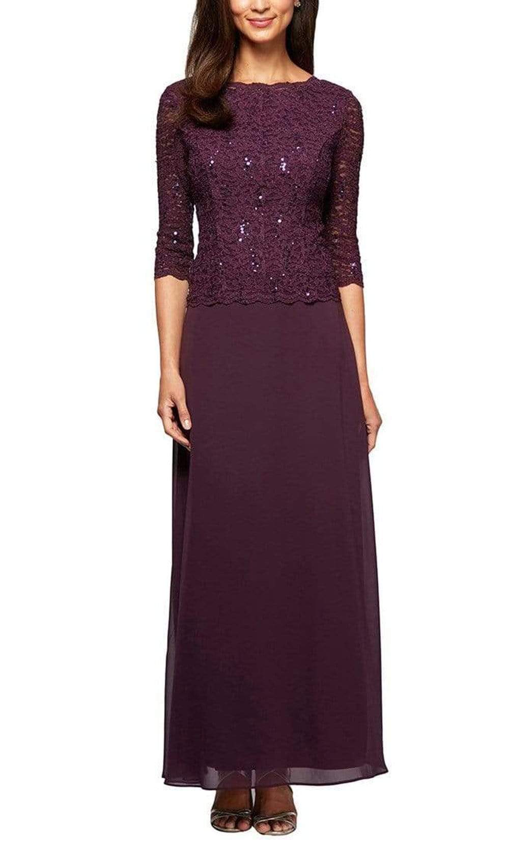 Alex Evenings - 112318 Scallop Lace Mock Dress with Chiffon Skirt
