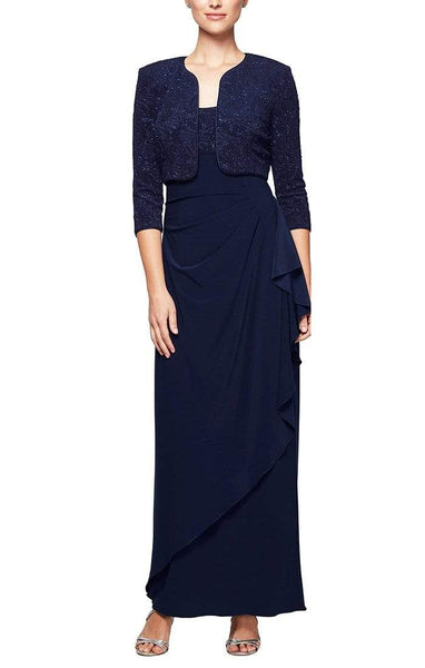 Floor Length Faux Wrap Slit Ruched Gathered Glittering Jacquard Sheath Sleeveless Square Neck Empire Waistline Sheath Dress/Party Dress