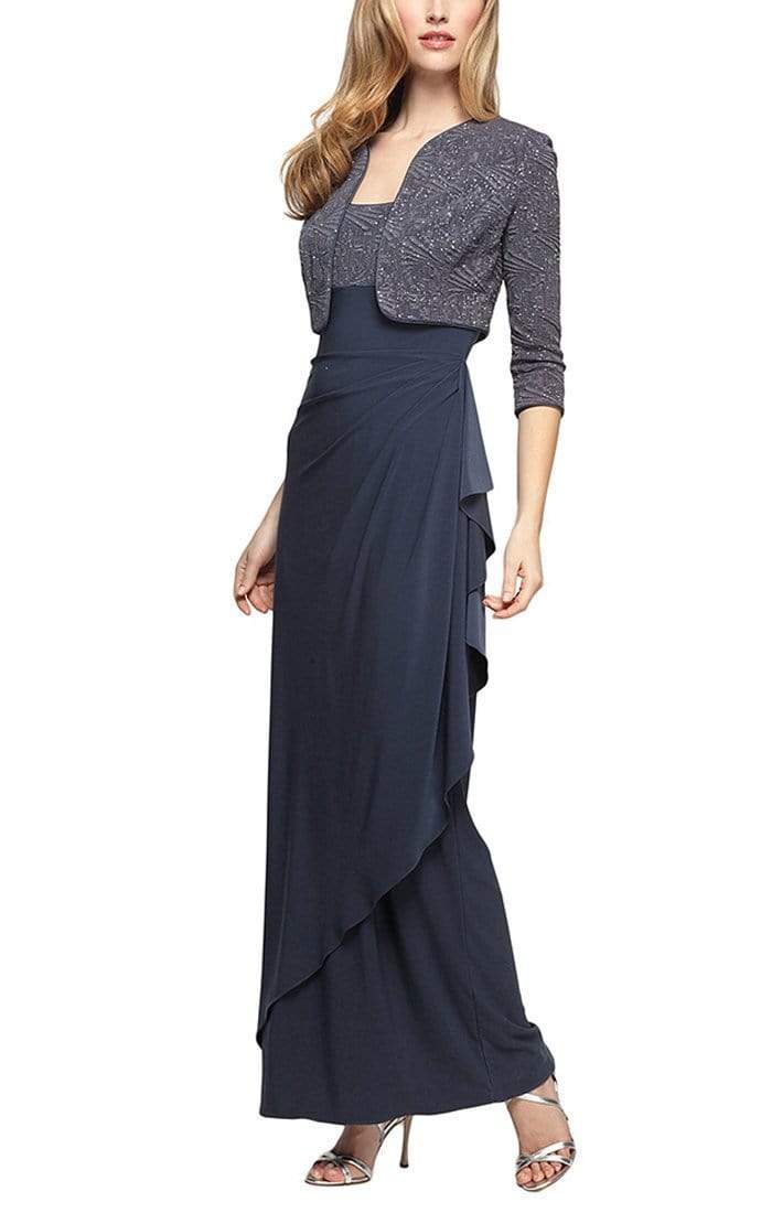 Alex Evenings - 125196 Square Neck Sheath Gown With Bolero Jacket
