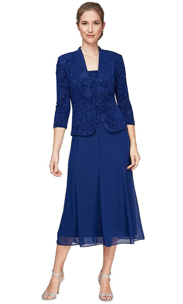 Modest A-line Sleeveless Glittering Back Zipper Natural Waistline Tea Length Dress