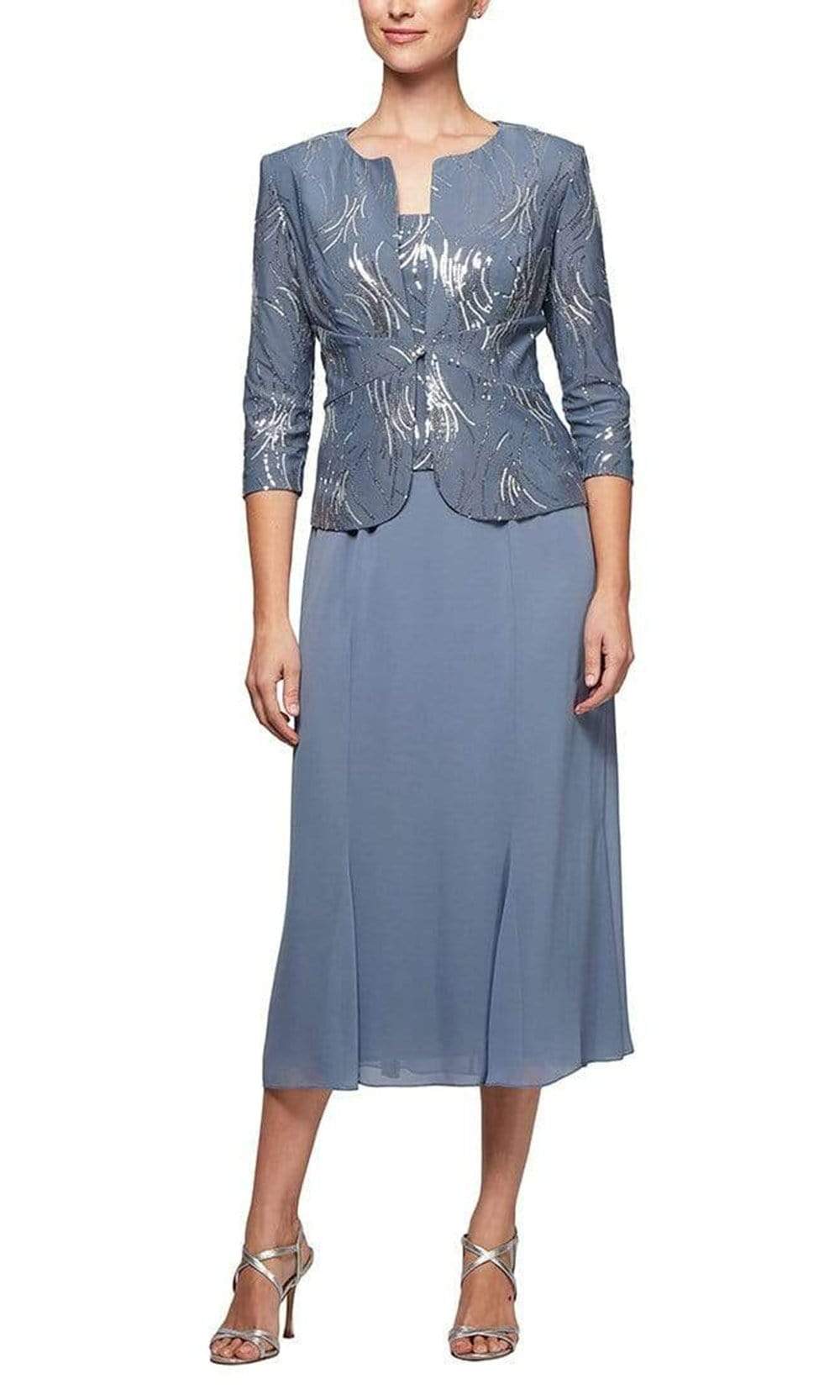 Alex Evenings - 1962675 Firework Motif Jacket Tea Length Dress
