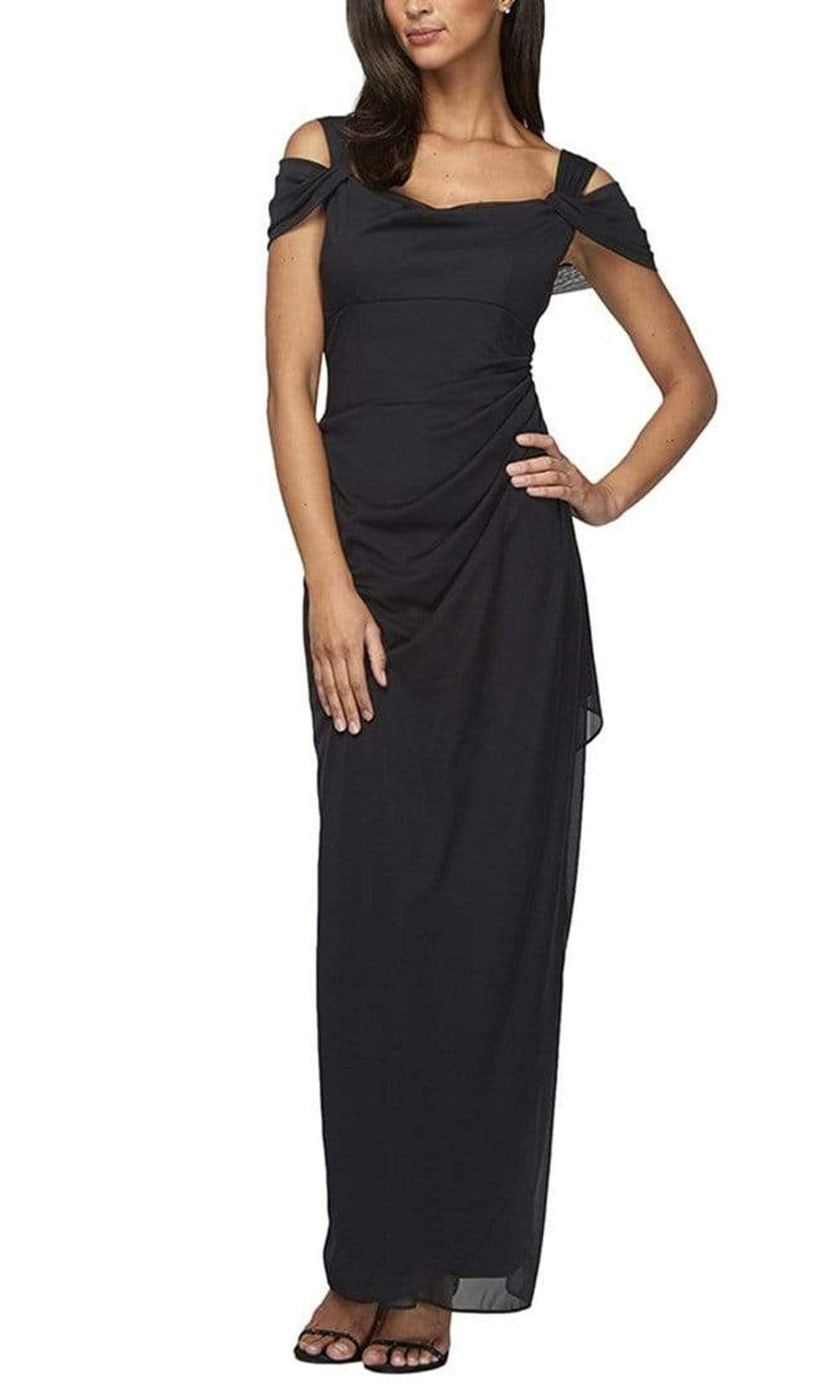 Alex Evenings - 232156 Cold Shoulder Drape bodice Chiffon Dress
