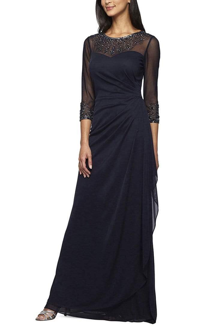 Alex Evenings - 232833 Beaded Sheer Long Sleeve Sheath Dress
