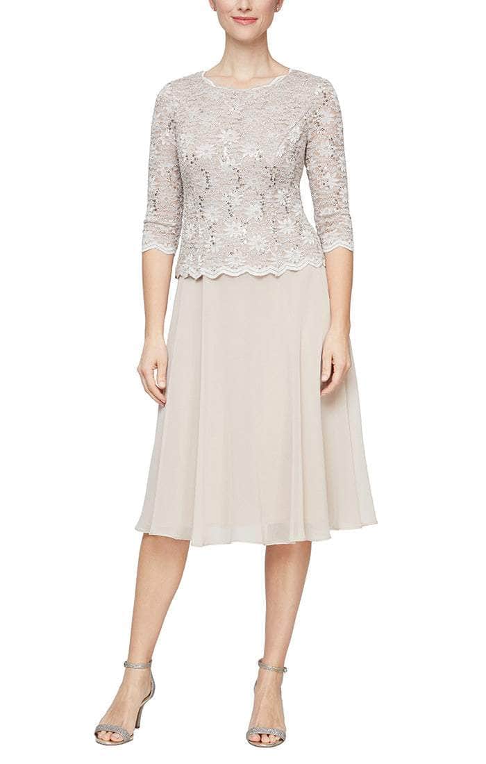Alex Evenings - 4121796 Popover Lace Bodice A-Line Chiffon Dress
