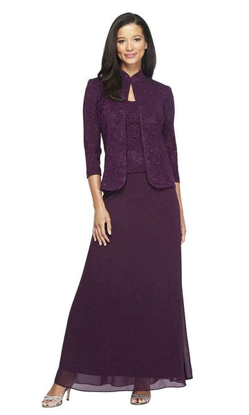 Natural Waistline Knit 3/4 Sleeves Sleeveless Scoop Neck Sheath Floor Length Jacquard Fitted Sheath Dress/Evening Dress