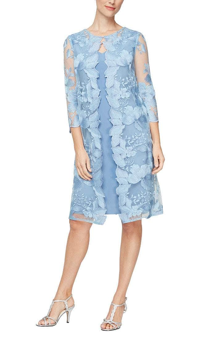 Alex Evenings - 81122202 Embroidered Lace Mock Jacket Jersey Dress
