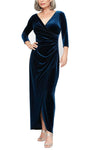 V-neck Ruched Wrap Draped Natural Waistline Sheath Ankle Length Sheath Dress/Evening Dress